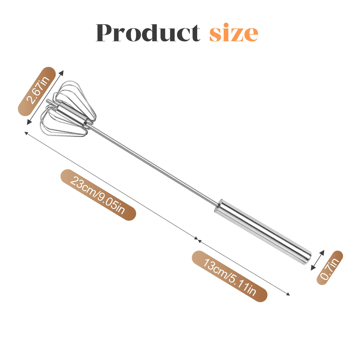 Professional Stainless Steel Hand-Push Rotary Whisk 