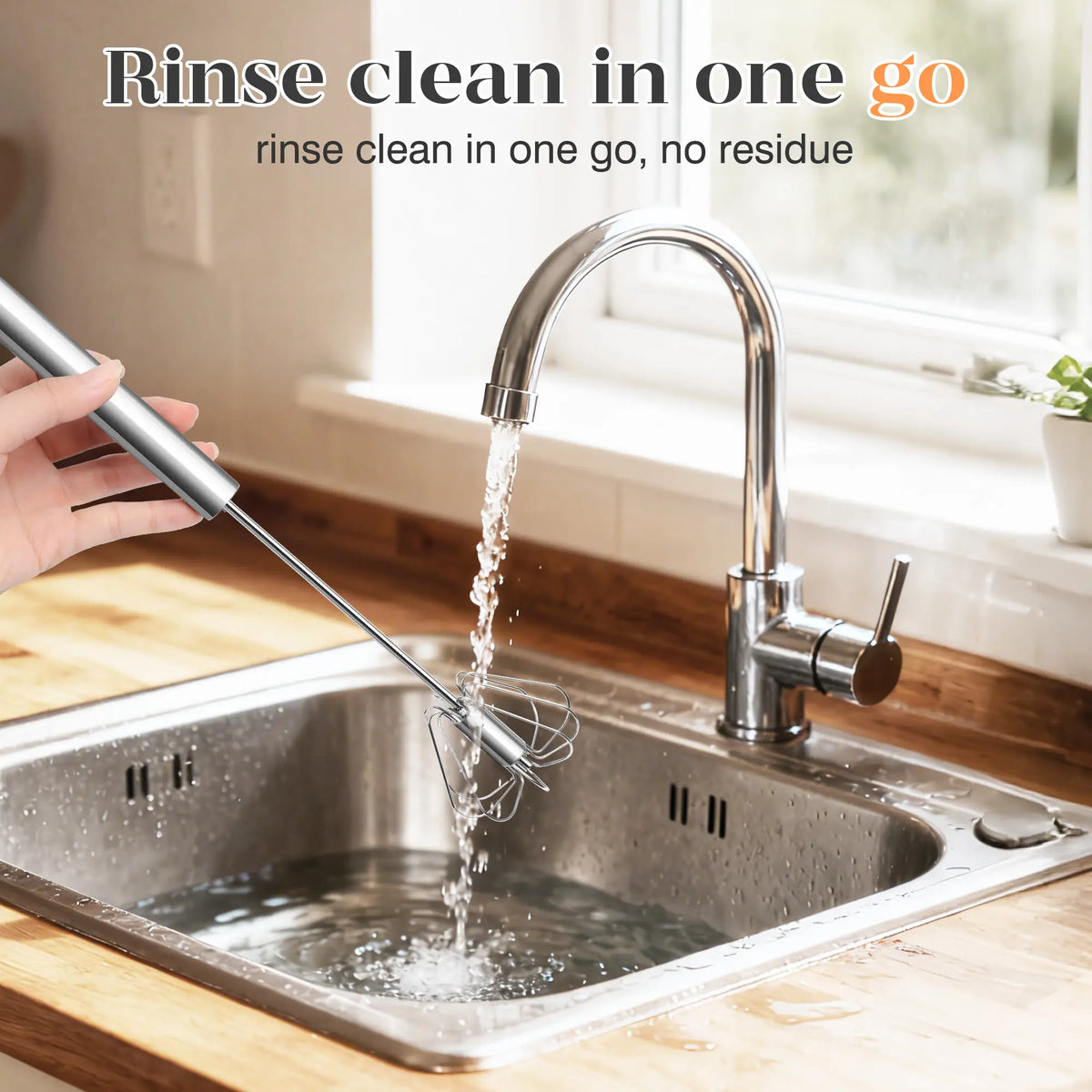 Professional Stainless Steel Hand-Push Rotary Whisk 