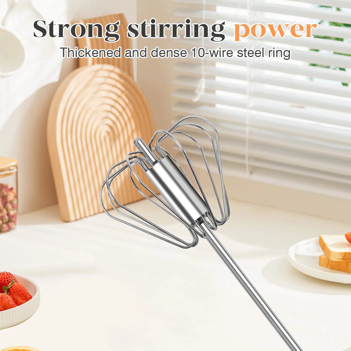 Professional Stainless Steel Hand-Push Rotary Whisk 