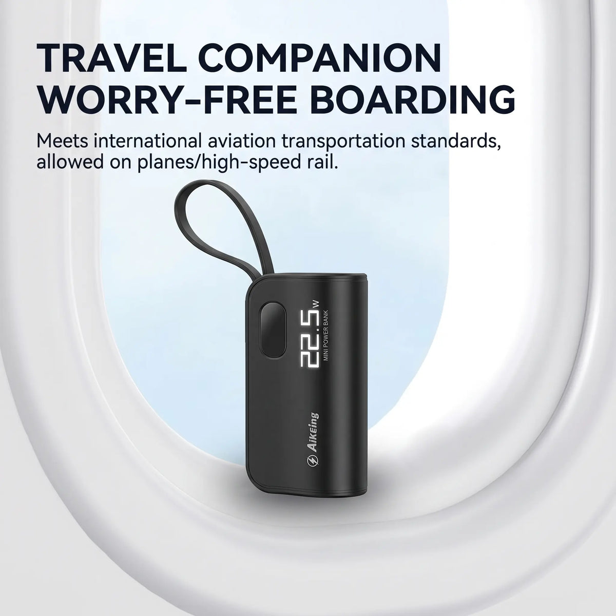 Aikeing 5000mAh Portable Power Bank – 22.5W Fast Charging, USB-C & Digital Display