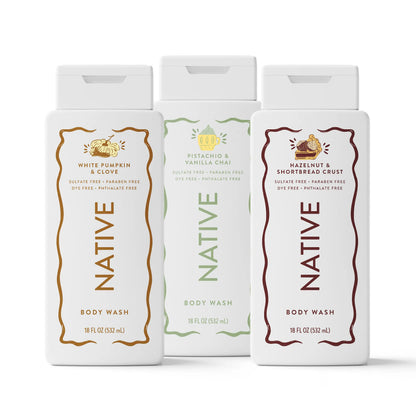 NATIVE Body Wash Discovery Trio – 3-Pack, 18 Oz, Rich Lather, Gentle Cleanse, 24HR Freshness