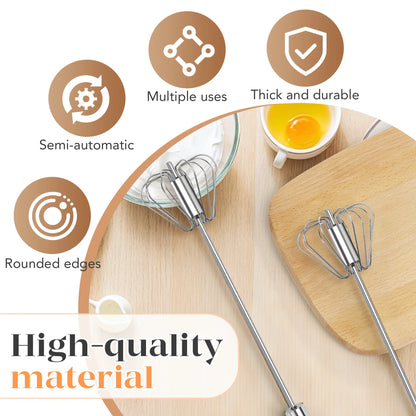 Professional Stainless Steel Hand-Push Rotary Whisk 